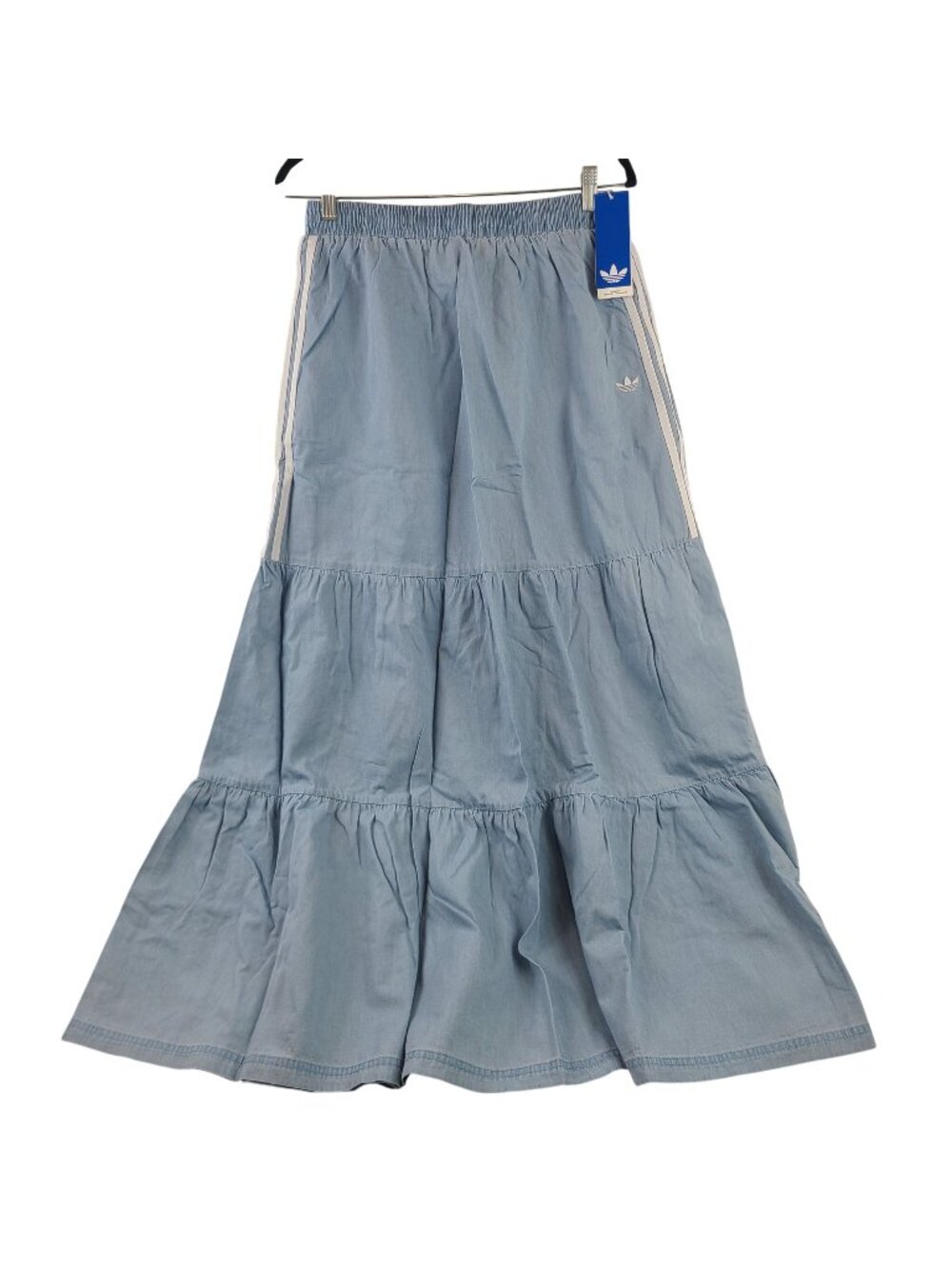 NEW Adidas Women's Originals Light Denim Tiered Maxi Skirt M